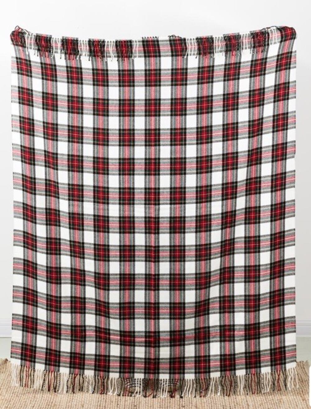 NEW 54x66” Tessilechiti 1987 christmas plaid throw W Fringe Made In Italy Sonoma